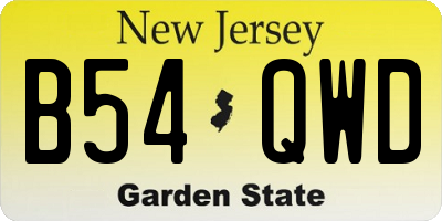 NJ license plate B54QWD