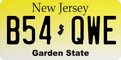 NJ license plate B54QWE