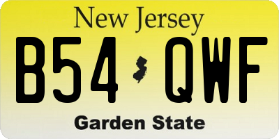 NJ license plate B54QWF