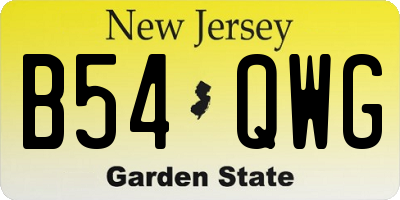 NJ license plate B54QWG