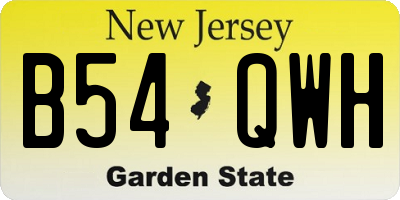 NJ license plate B54QWH