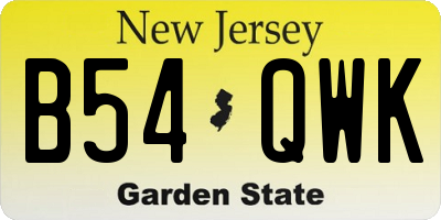 NJ license plate B54QWK