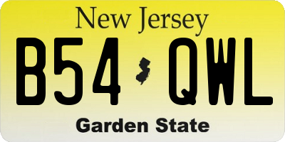 NJ license plate B54QWL