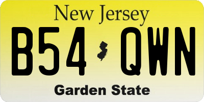 NJ license plate B54QWN