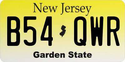 NJ license plate B54QWR