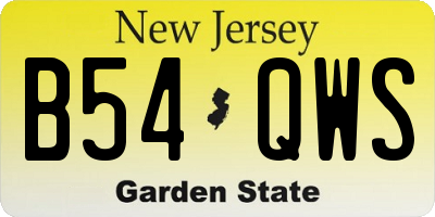 NJ license plate B54QWS