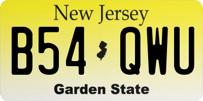 NJ license plate B54QWU