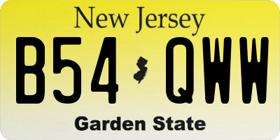 NJ license plate B54QWW
