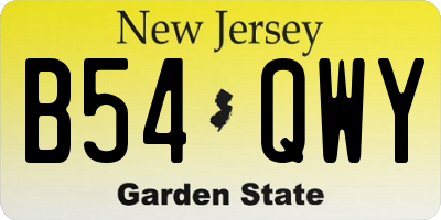NJ license plate B54QWY