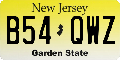 NJ license plate B54QWZ