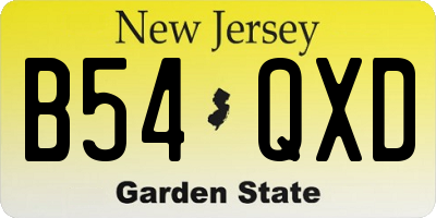 NJ license plate B54QXD