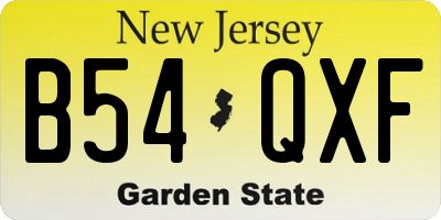 NJ license plate B54QXF