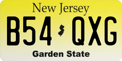 NJ license plate B54QXG