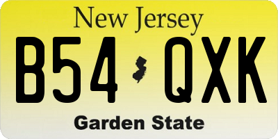 NJ license plate B54QXK
