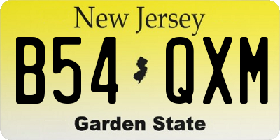 NJ license plate B54QXM
