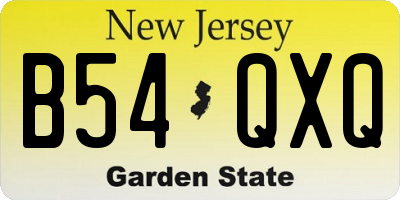NJ license plate B54QXQ