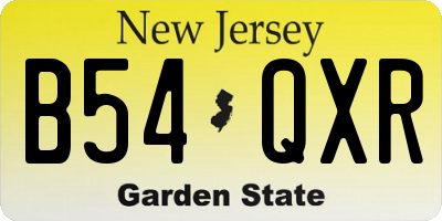 NJ license plate B54QXR