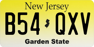 NJ license plate B54QXV