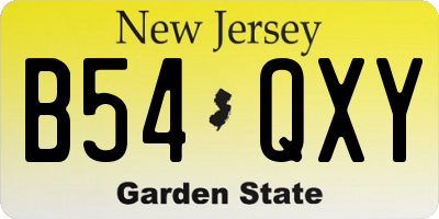 NJ license plate B54QXY