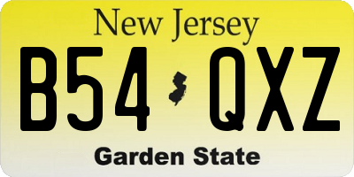 NJ license plate B54QXZ