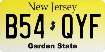 NJ license plate B54QYF