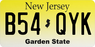 NJ license plate B54QYK