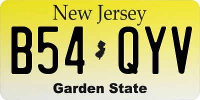 NJ license plate B54QYV
