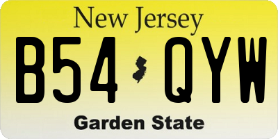NJ license plate B54QYW