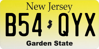 NJ license plate B54QYX