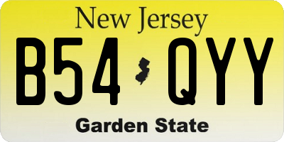 NJ license plate B54QYY