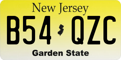 NJ license plate B54QZC