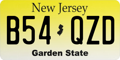NJ license plate B54QZD