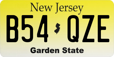 NJ license plate B54QZE
