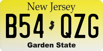 NJ license plate B54QZG