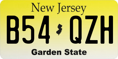 NJ license plate B54QZH