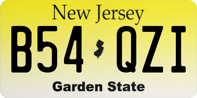 NJ license plate B54QZI