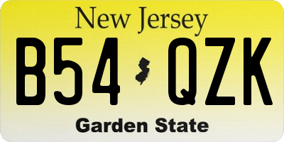 NJ license plate B54QZK