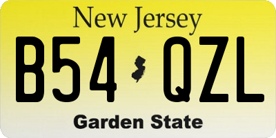 NJ license plate B54QZL