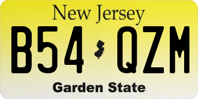 NJ license plate B54QZM