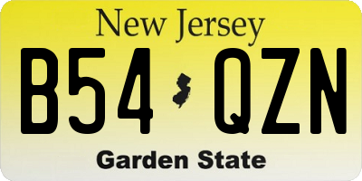 NJ license plate B54QZN