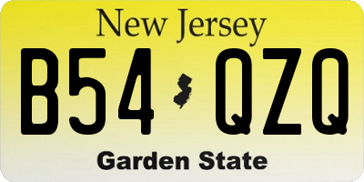 NJ license plate B54QZQ