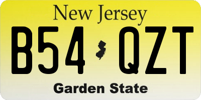 NJ license plate B54QZT