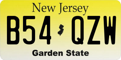 NJ license plate B54QZW
