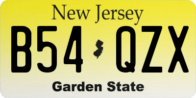 NJ license plate B54QZX