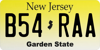 NJ license plate B54RAA
