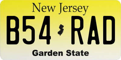 NJ license plate B54RAD