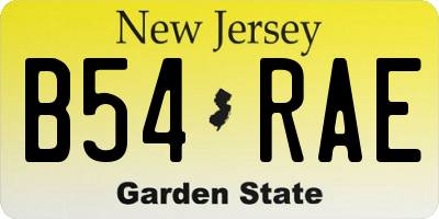 NJ license plate B54RAE