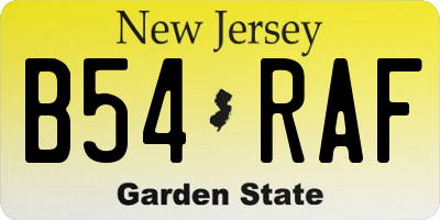 NJ license plate B54RAF