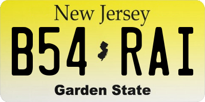 NJ license plate B54RAI