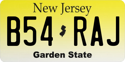 NJ license plate B54RAJ